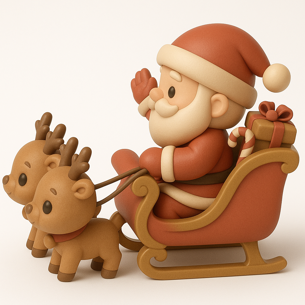 Santa’s Sweet Sleigh STL – Cute Christmas Figurine (Digital Download)