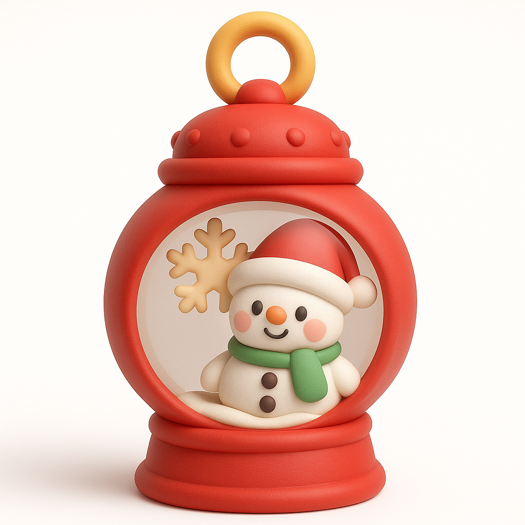 Snowflake Lantern Globe STL – Smiling Snowman Christmas Ornament