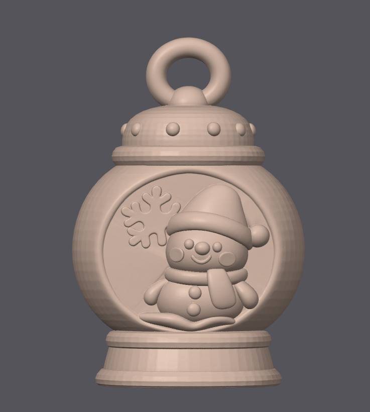 Snowflake Lantern Globe STL – Smiling Snowman Christmas Ornament