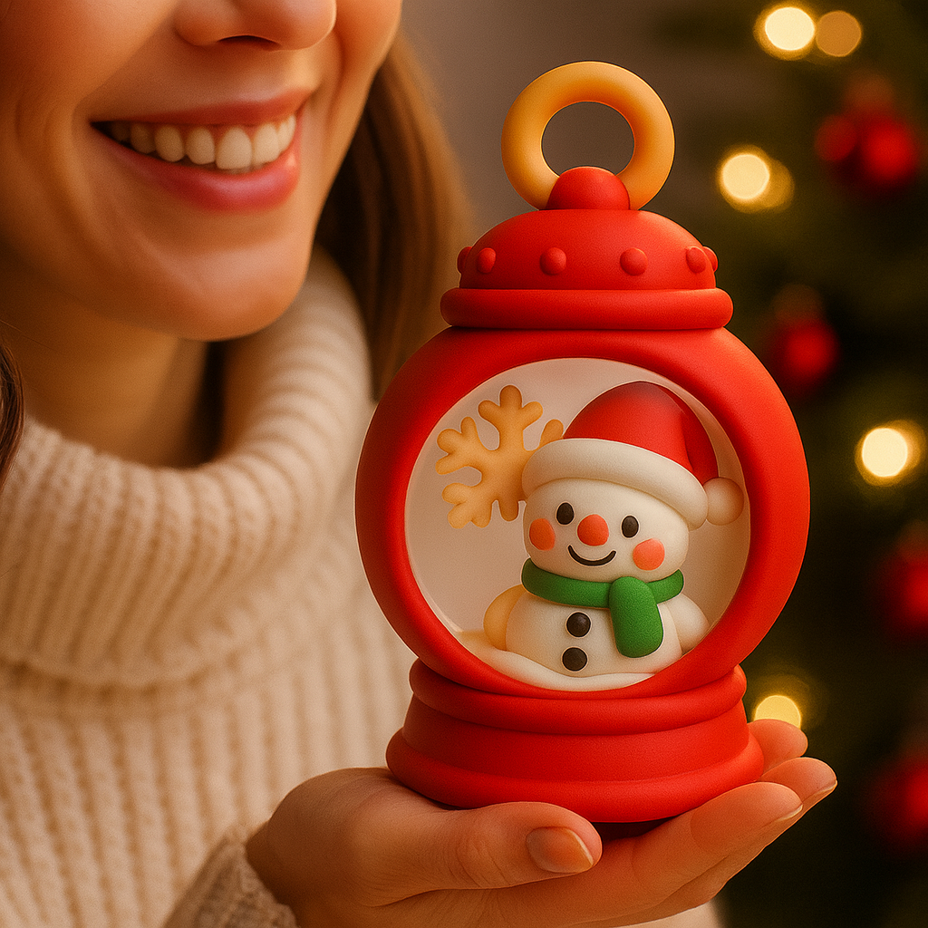 Snowflake Lantern Globe STL – Smiling Snowman Christmas Ornament