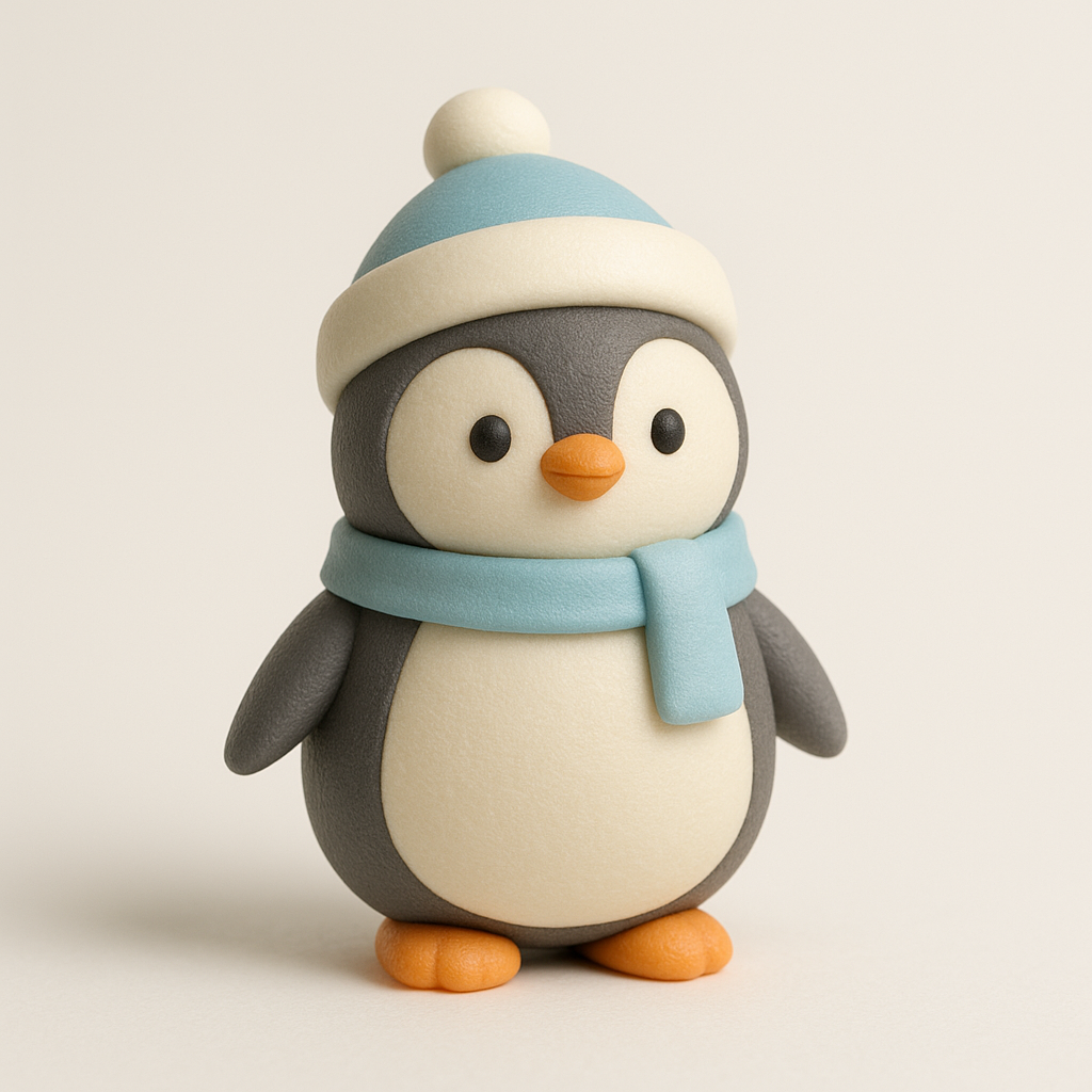 Pip the Penguin & Igloo Cottage STL Set – Cute Christmas Village Figurines