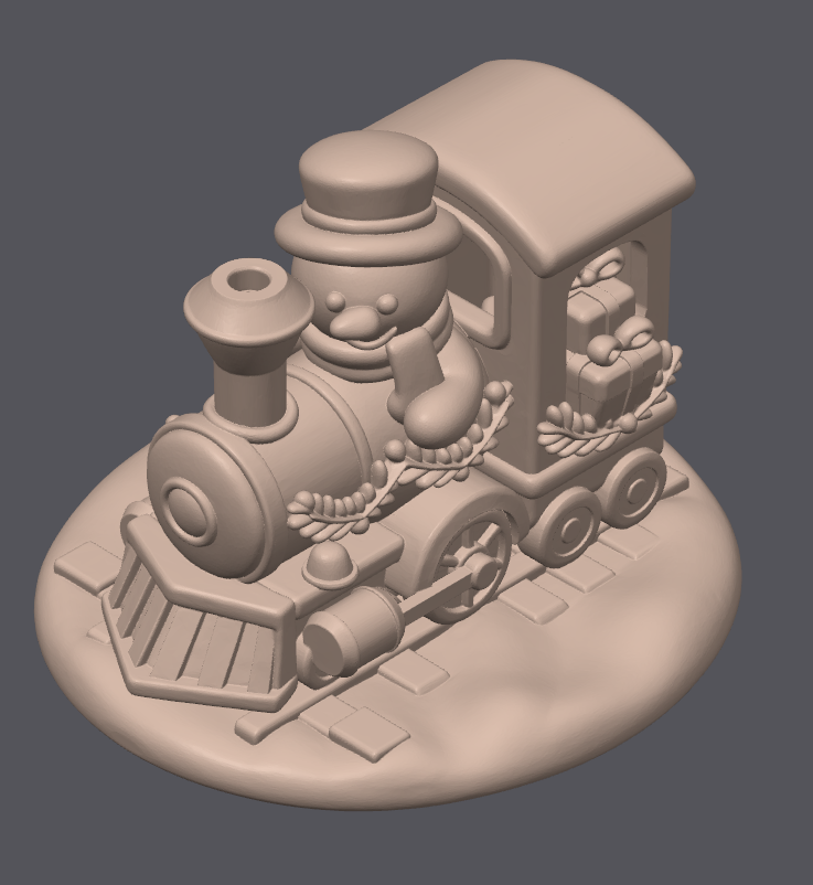 Tinsel Train Express STL – Christmas Train Ornament with Snowman Driver