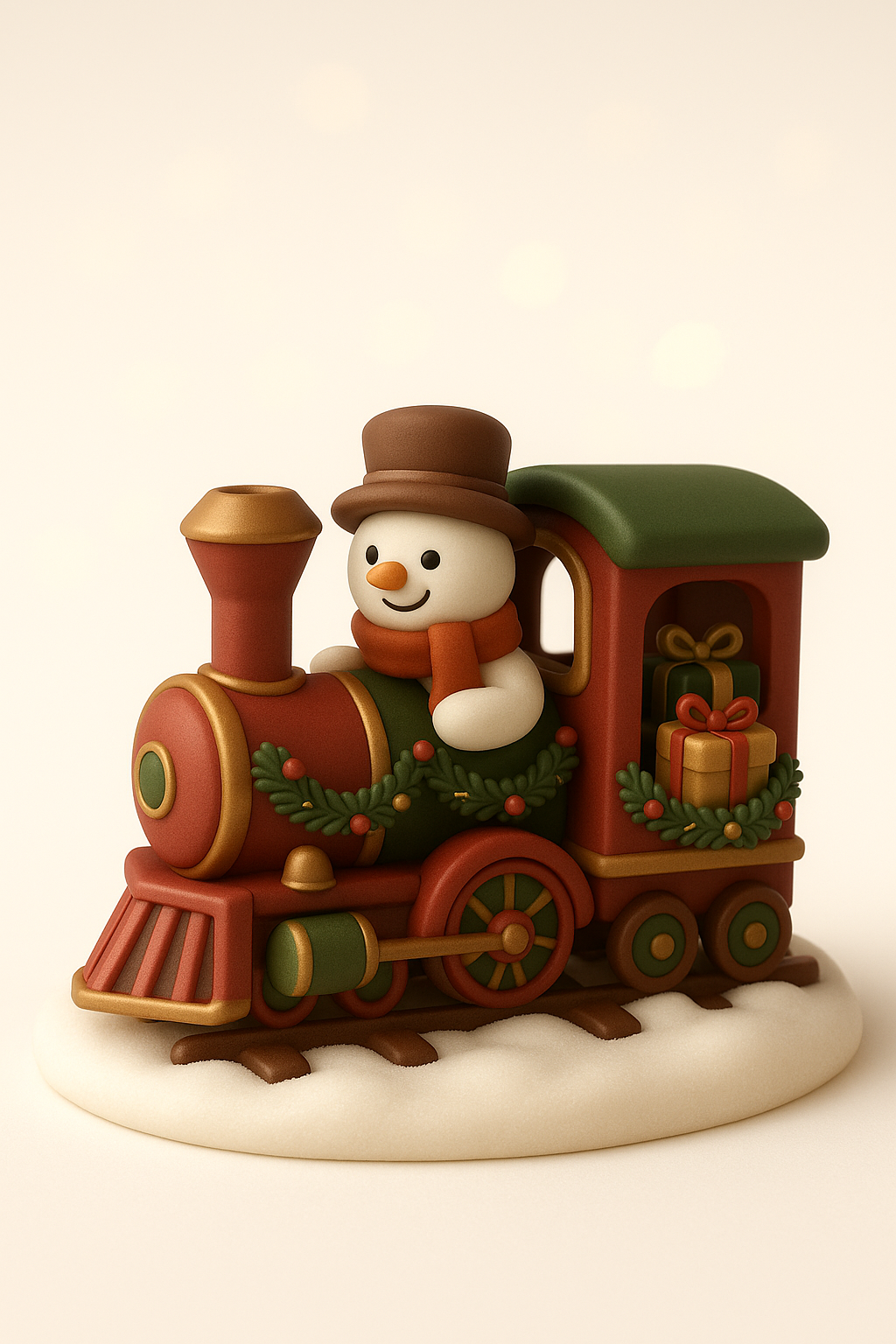 Tinsel Train Express STL – Christmas Train Ornament with Snowman Driver