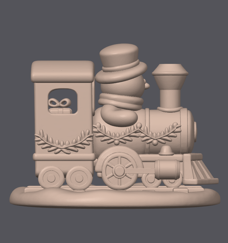 Tinsel Train Express STL – Christmas Train Ornament with Snowman Driver