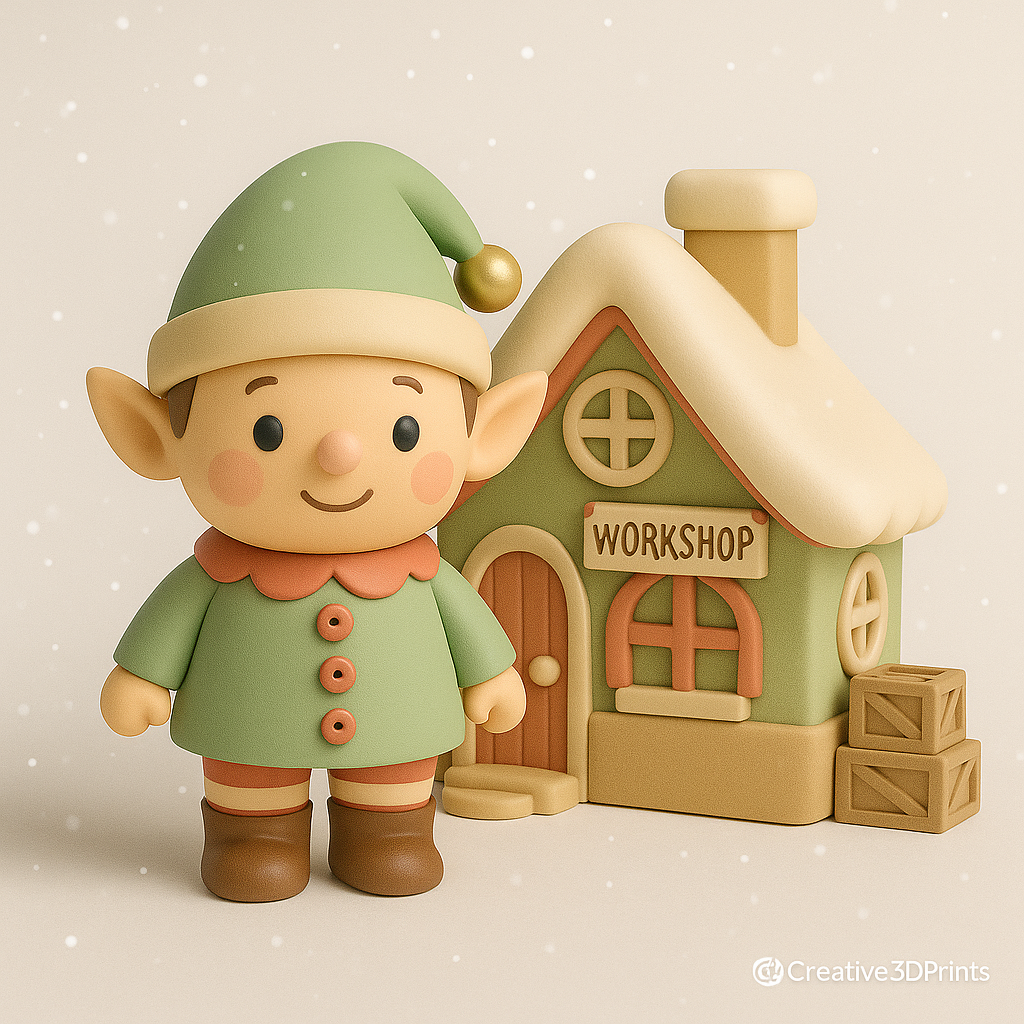 Buttons the Elf & Workshop STL Set – Snowbelle’s Neighbourhood Christmas Village