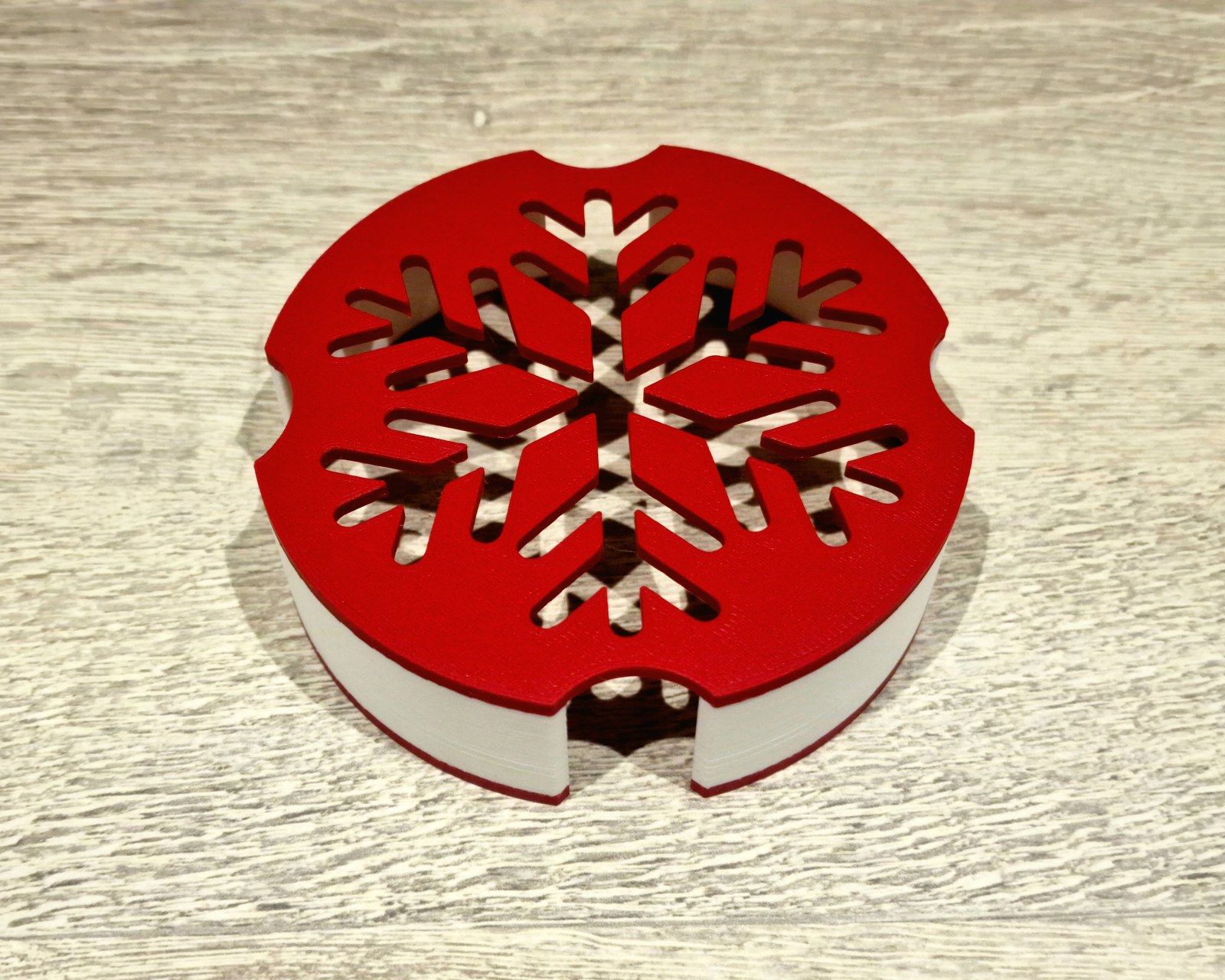Snowflake Coaster Set with Holder – Christmas Table Décor (STL Download or Physical)