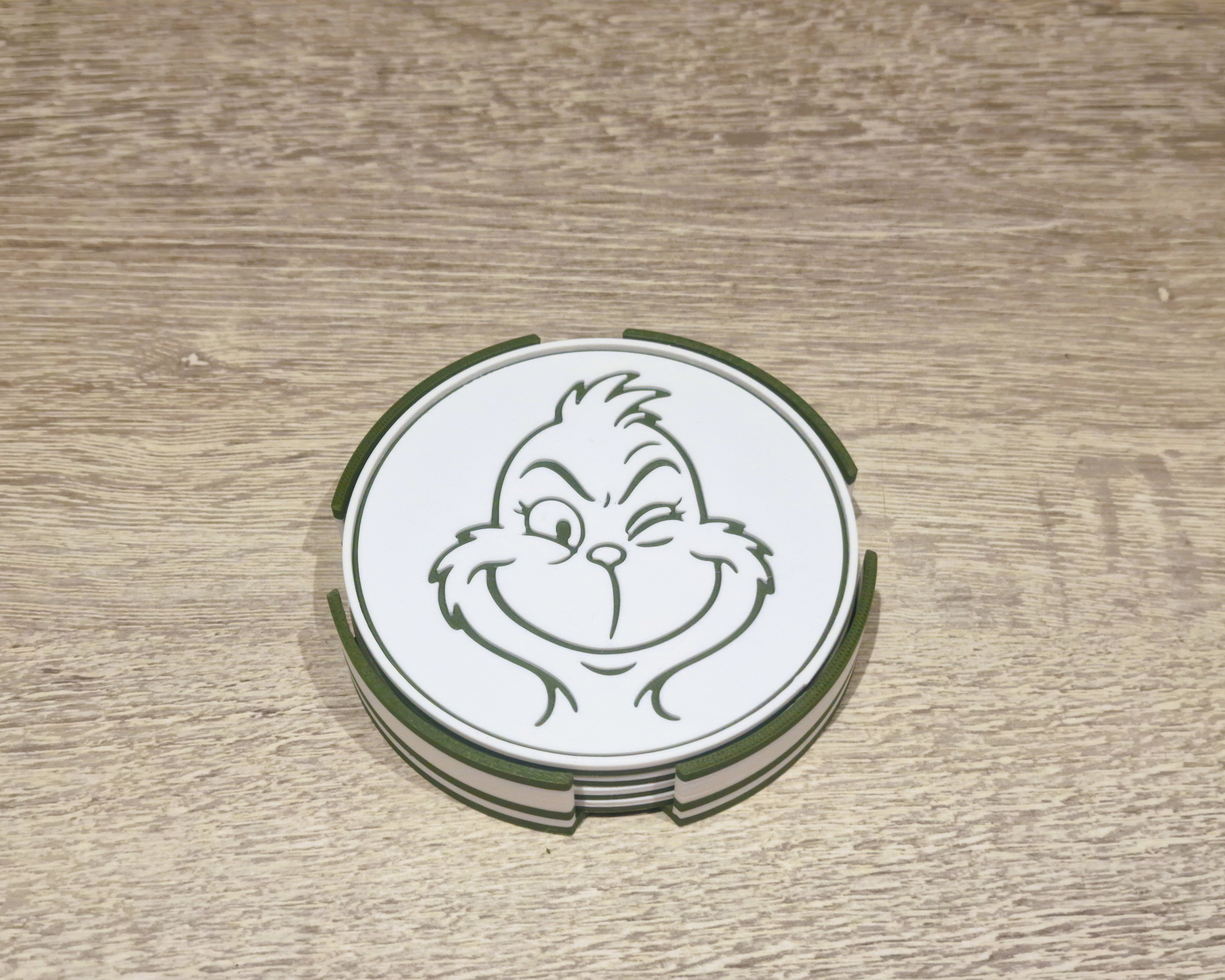 3D Print Grinch Coaster Set, Christmas Table Decor STL File (Digital Download)