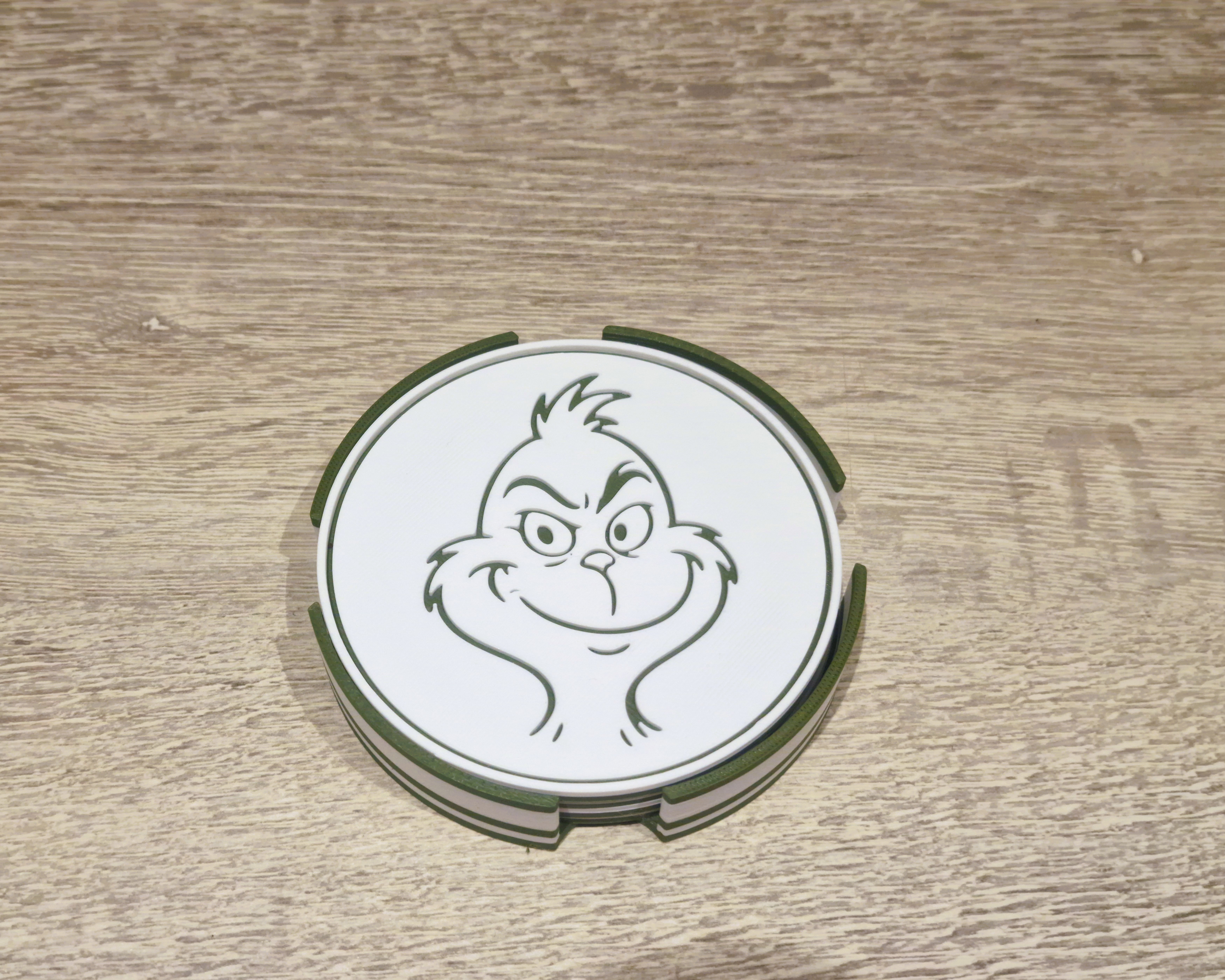 3D Print Grinch Coaster Set, Christmas Table Decor STL File (Digital Download)