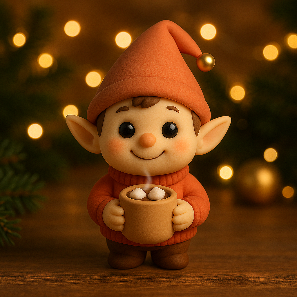 Chippy the Cocoa Elf STL – Cute Christmas Figurine (Digital Download)