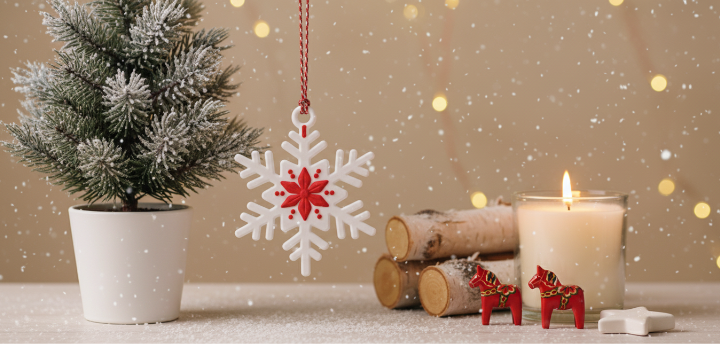 Scandinavian Hanging Ornaments STL Bundle, 3D Print File Set Nordic Christmas Tree Decorations