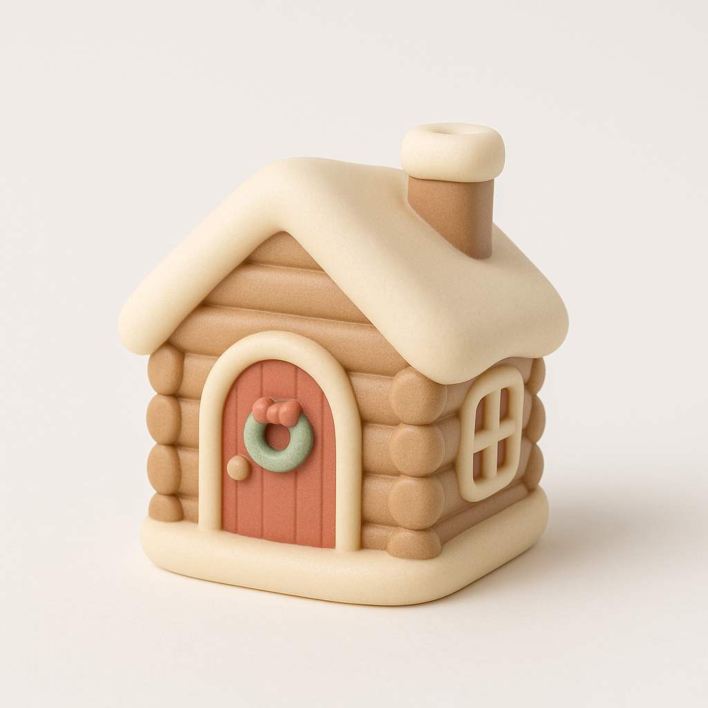 Nibbles the Reindeer & Log Cabin Christmas Figurine Set -  STL 3D Printable