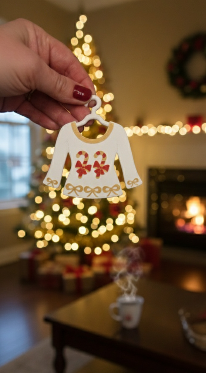 Christmas Jumper Ornament Set – 6 Festive Tree Hangings (STL Download or Physical)