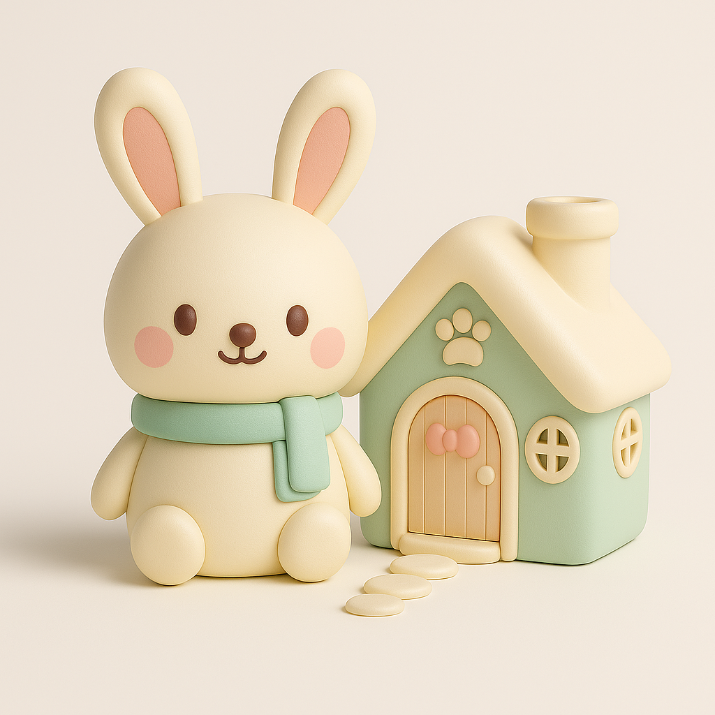 Muffin the Bunny & Cozy Cottage STL Bundle – Christmas 3D Print Set (Digital Download)