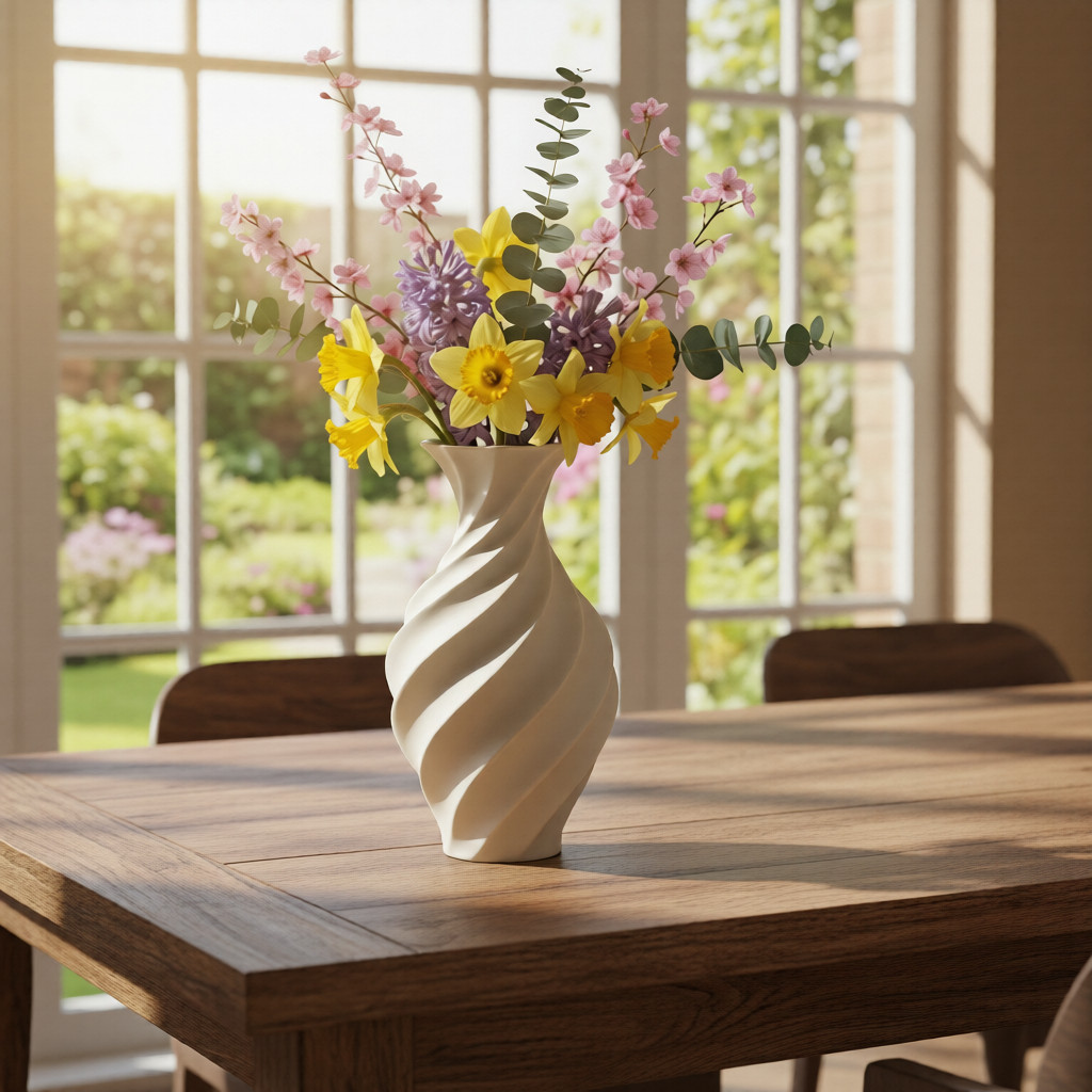 Twist Bloom Vase 3D Print Model – Modern Spiral Sculptural Statement Decor