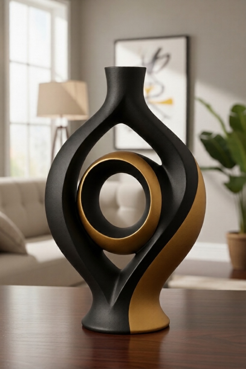 Void Balance Vase 3D Print Model – Modern Loop Sculptural Decor (Inner Ring Design)