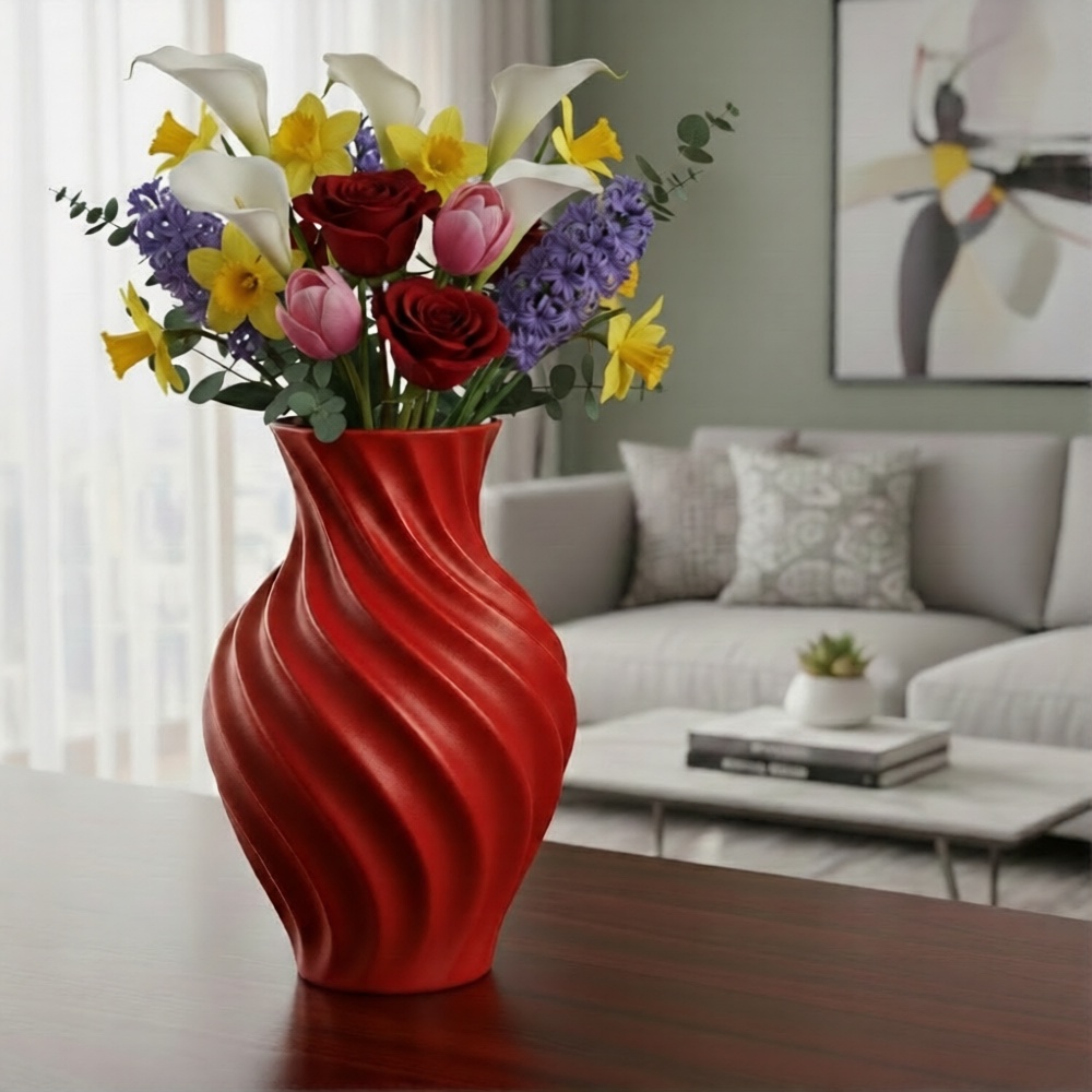 Wave Crest Vase 3D Print Model – Satin-Wave Sculptural Statement Decor