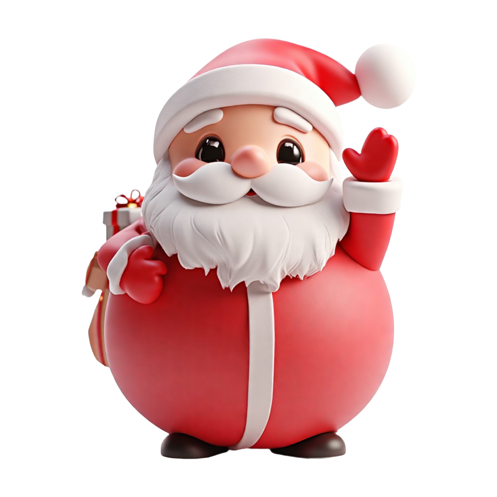 Cute Chibi Santa Claus Ornament, Festive Decor Figurine