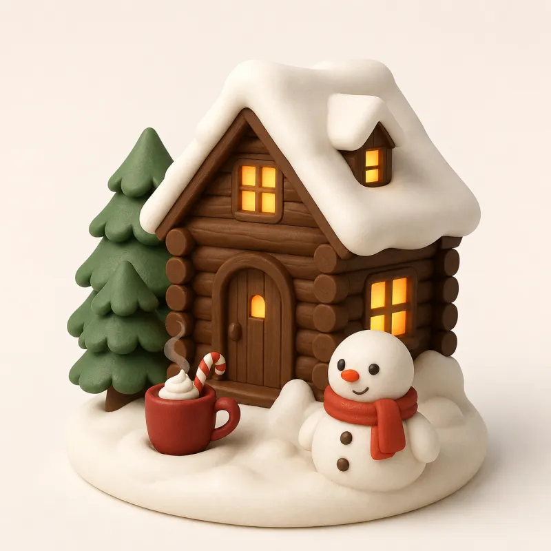 Cocoa Cabin Scene — Cute Christmas Ornament