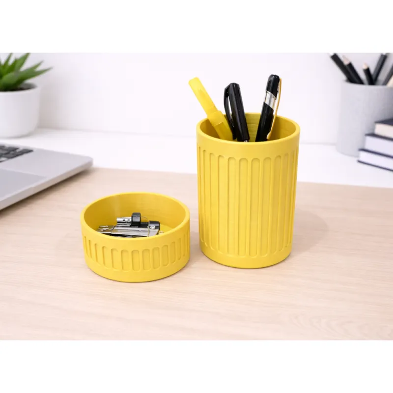 Desk Organiser Set – Pen Holder & Desk Tray, Recessed Ribbed Texture (Debossed)