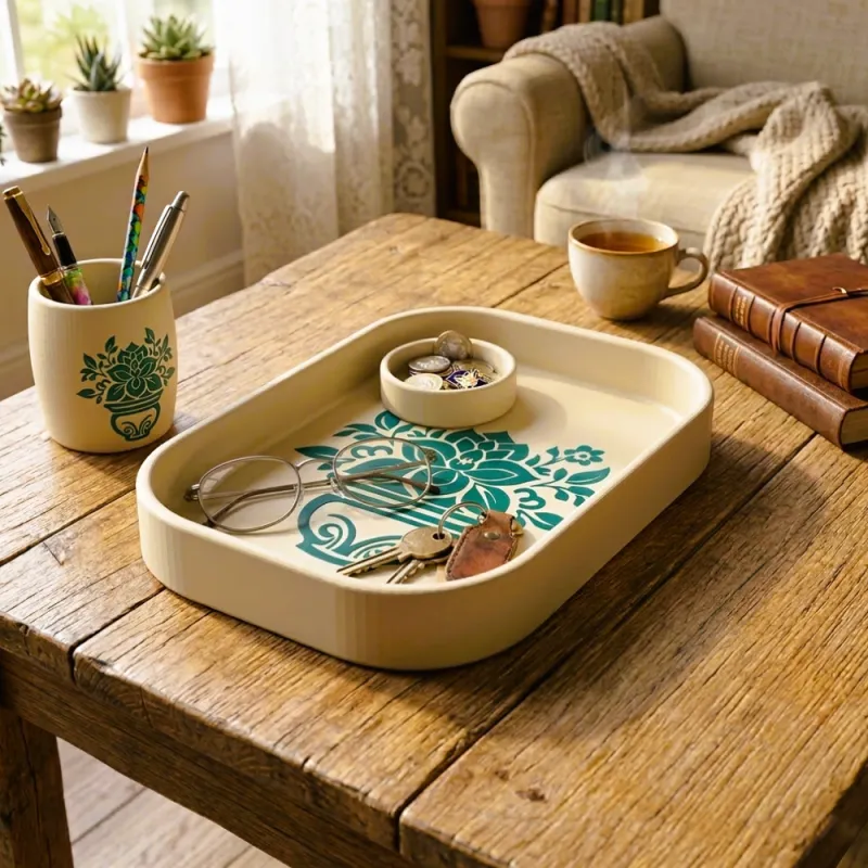 Lotus Desk Organiser Set — Botanical Workspace Organiser