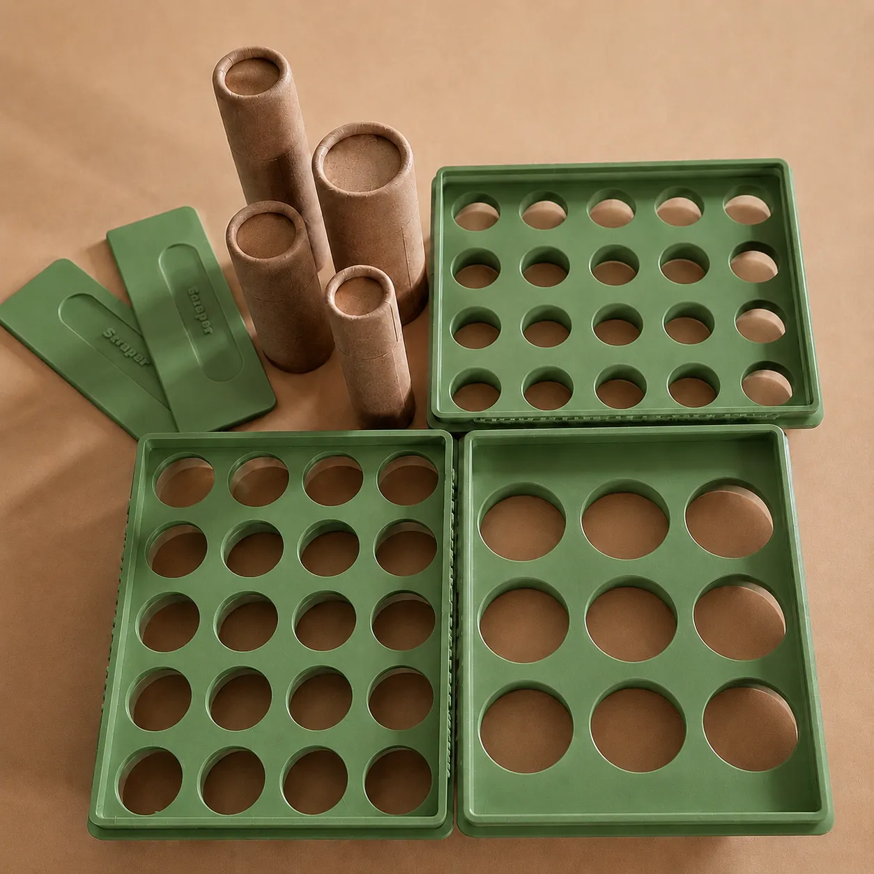Cosmetic-tube-filling-trays-range_Olive_Green