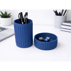 Desk-Organiser-Set-Embossed-Ribbed-Pattern_Navy_Blue