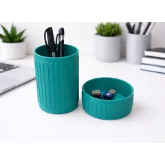 Desk-Organiser-Set-Embossed-Ribbed-Pattern_Sea_Green