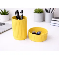 Desk-Organiser-Set-Embossed-Ribbed-Pattern_Yellow